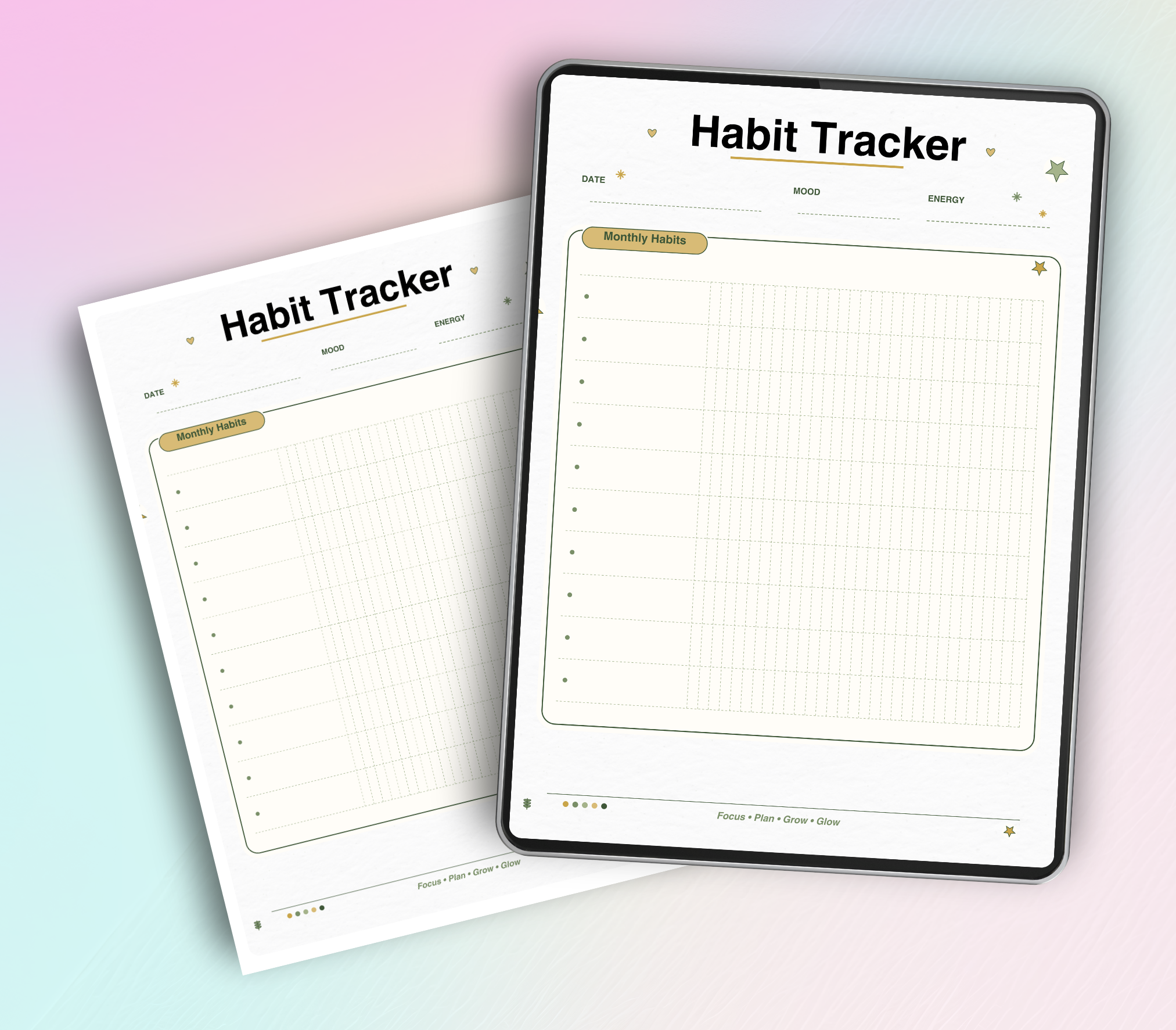 Habit Tracker | Printable PDF &amp; PNG Daily Routine Planner | Habit Building, Productivity &amp; Goal Tracking Tool