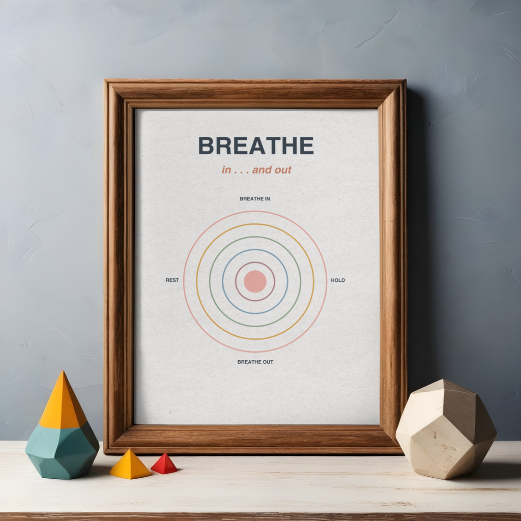 Breathe In &amp; Out Wall Art | Printable Calm Breathing Poster | Mindfulness &amp; Meditation Decor | Relaxation Quote | Instant Digital Download
