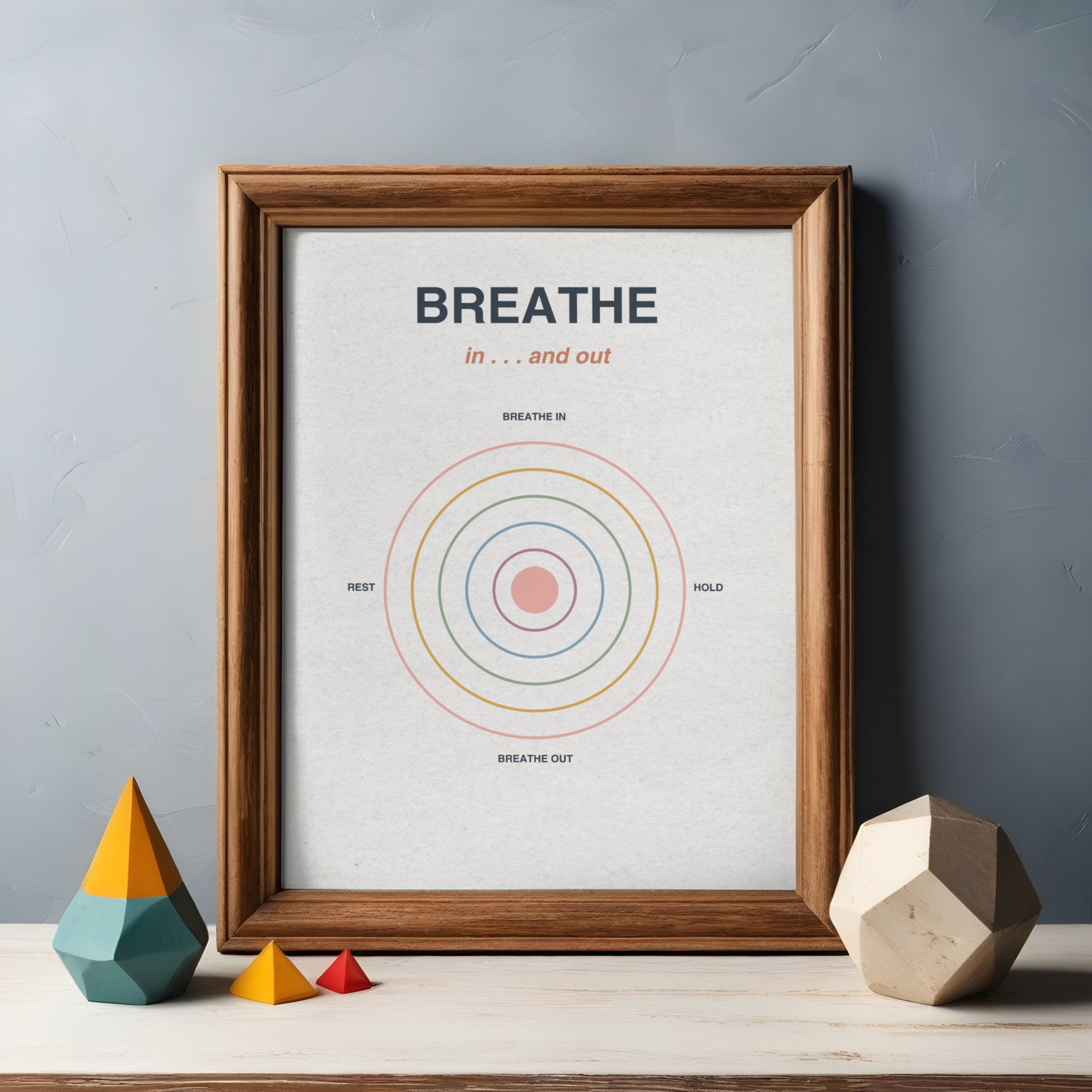 Breathe In &amp; Out Wall Art | Printable Calm Breathing Poster | Mindfulness &amp; Meditation Decor | Relaxation Quote | Instant Digital Download