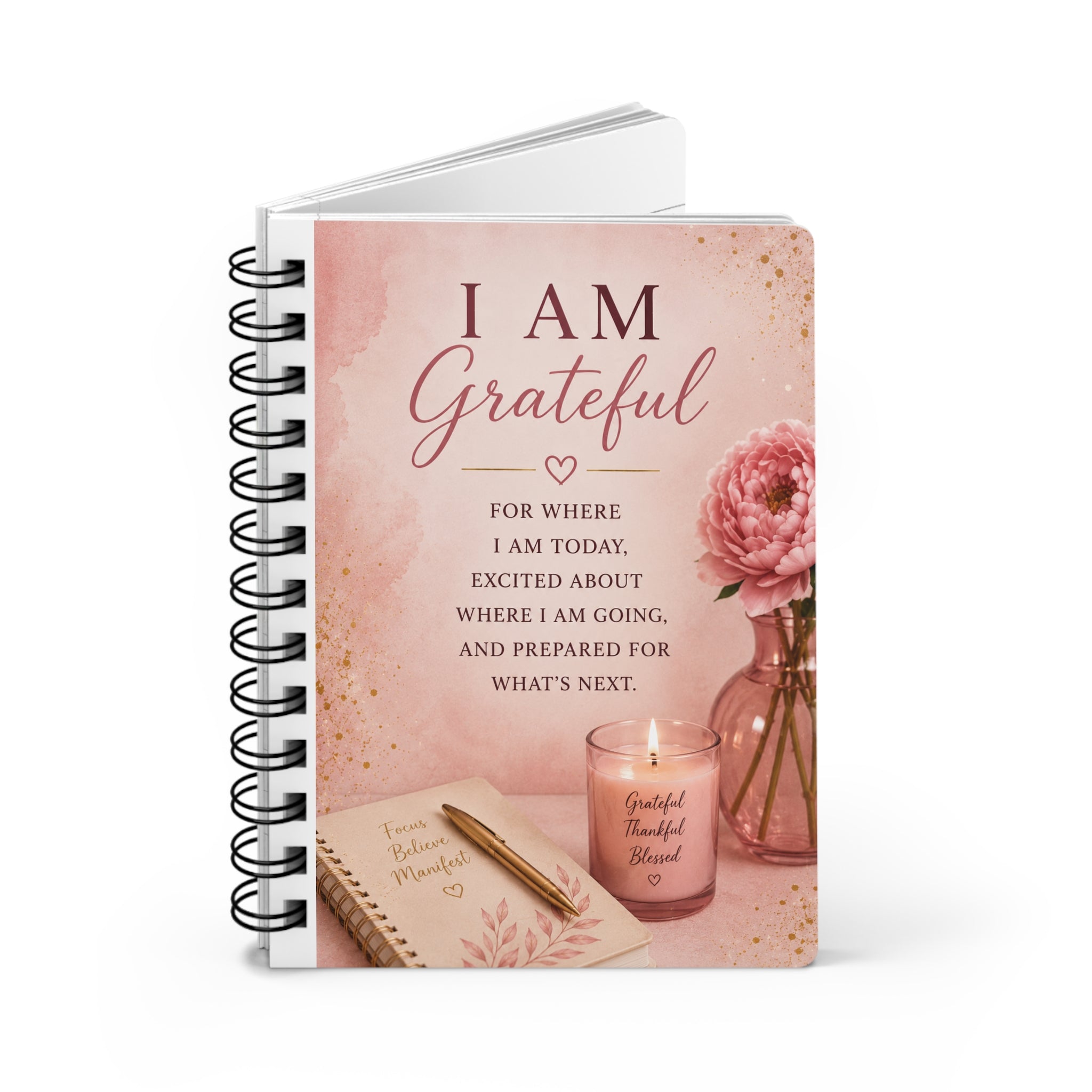 Gratitude Spiral Journal — "I Am Grateful" Inspirational Notebook