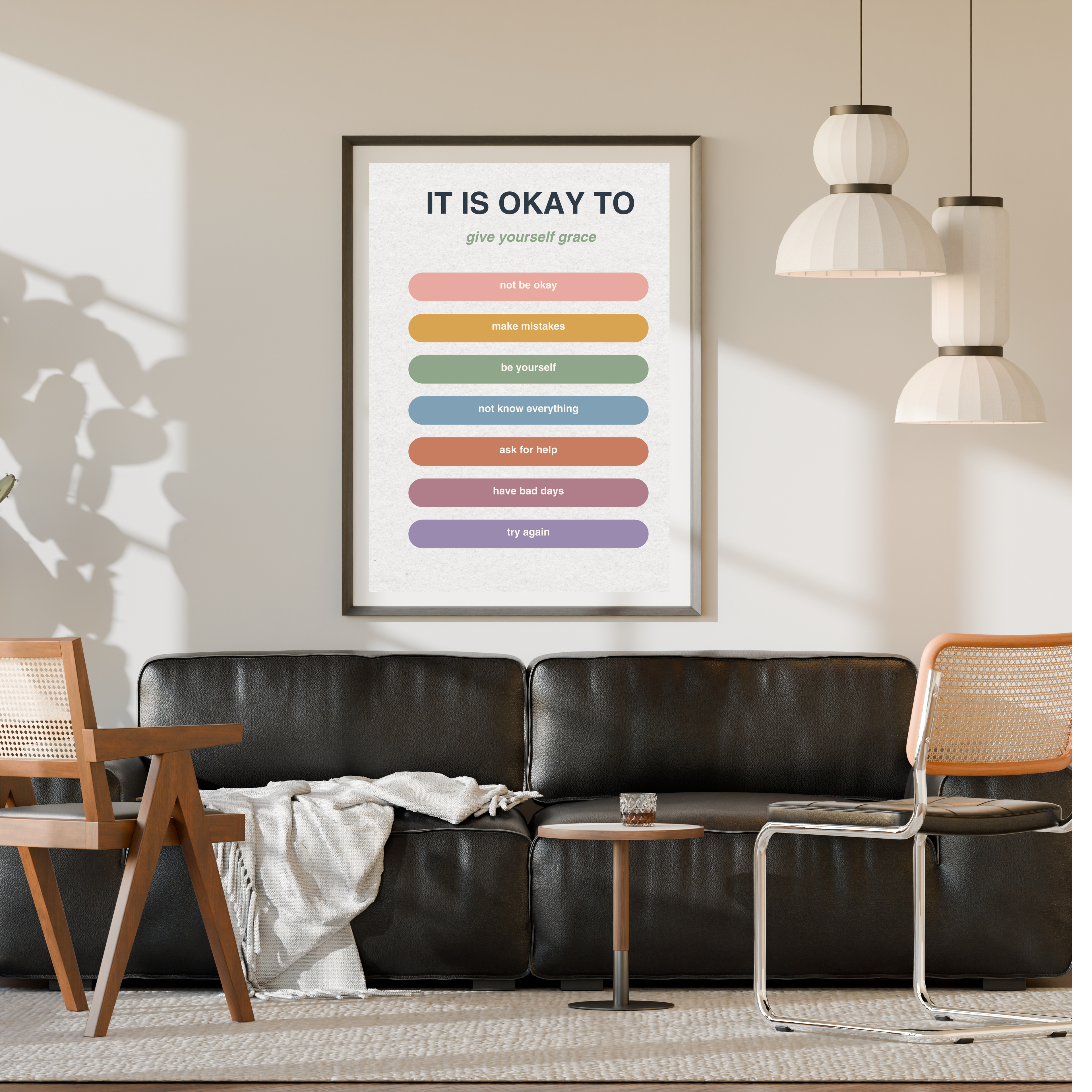 It’s Okay Wall Art | Printable Self-Love Quote Poster | Gentle Affirmation Decor for Healing, Calm &amp; Emotional Support | Instant Download