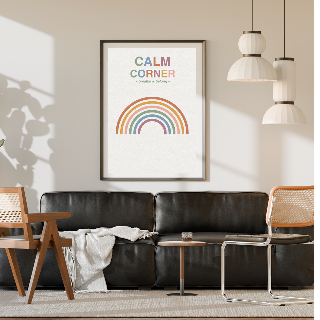 Calm Corner | Breathe and Belong Wall Art Printable | Minimalist Self-Care Quote Poster | Mindfulness &amp; Relaxation Decor | Instant Download