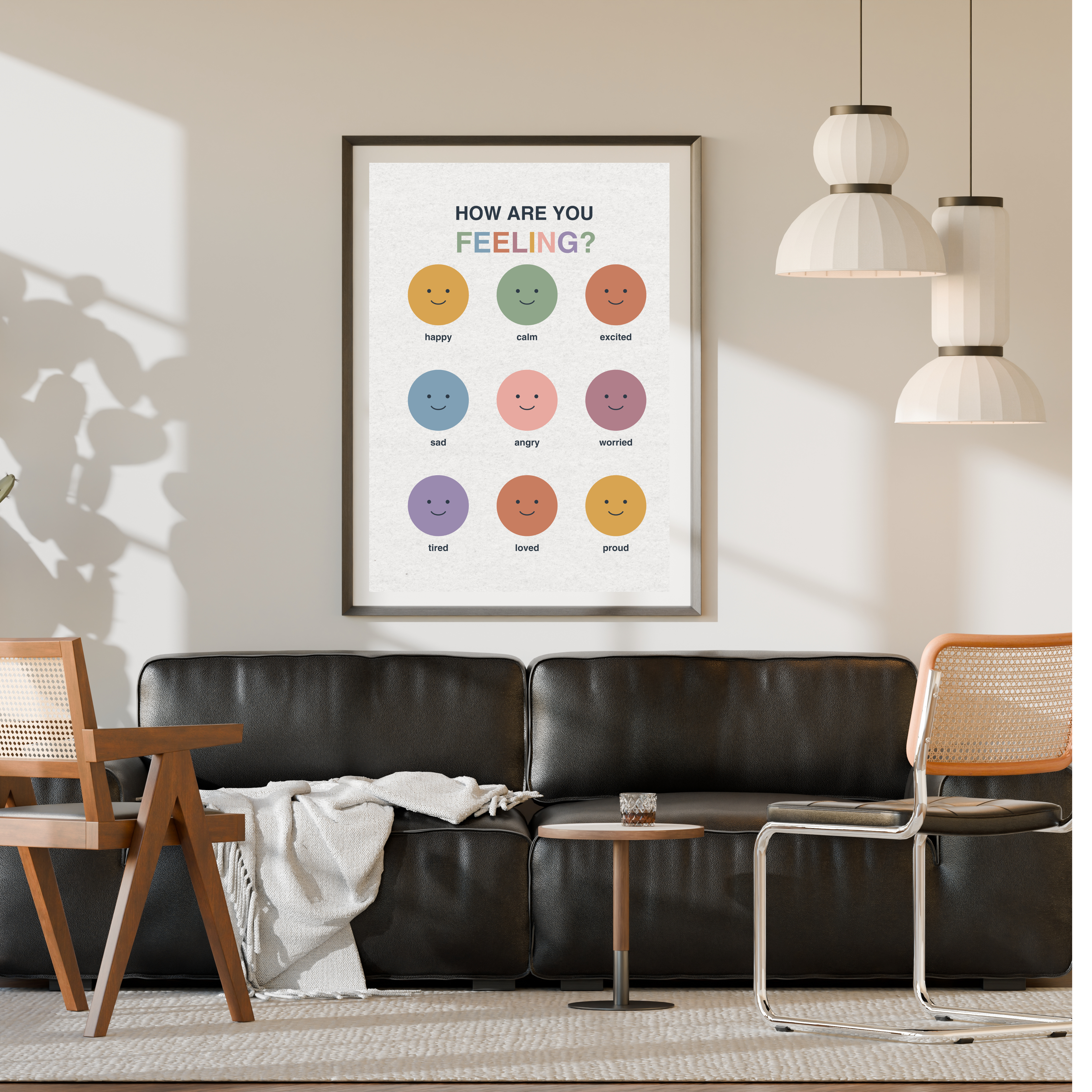 How Are You Feeling Wall Art | Printable Emotion Check-In Poster | Mental Health &amp; Mindfulness Decor | Instant Digital Download