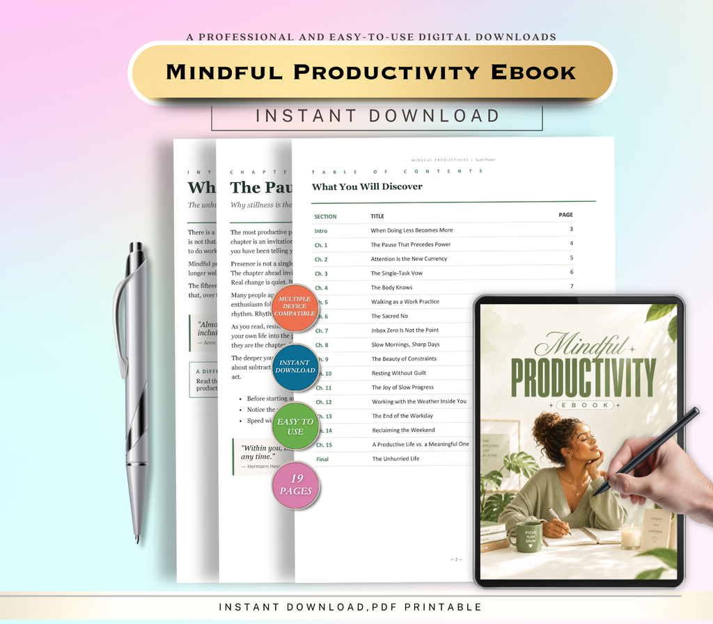 Mindful Productivity eBook | A Practical Guide to Focus, Balance &amp; Intentional Success